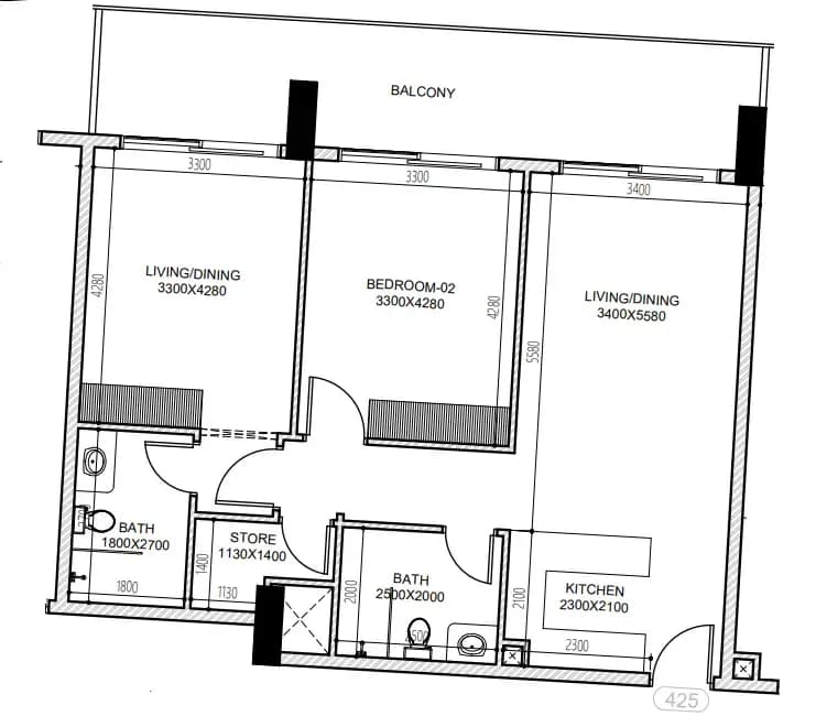 2 BR layout at Astra South