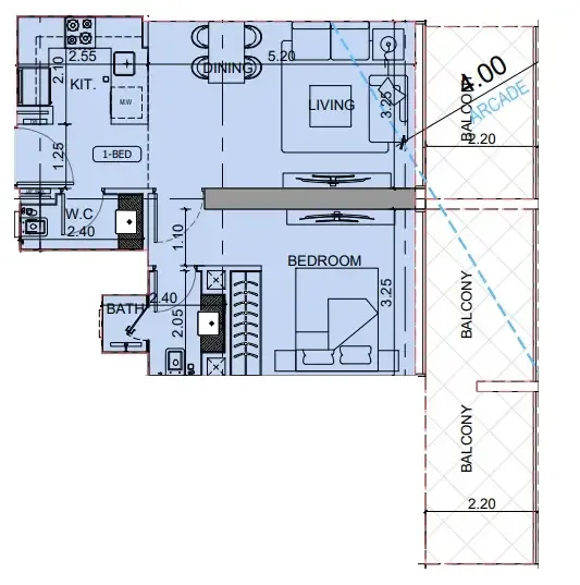 1 BR layout at Binghatti Cullinan
