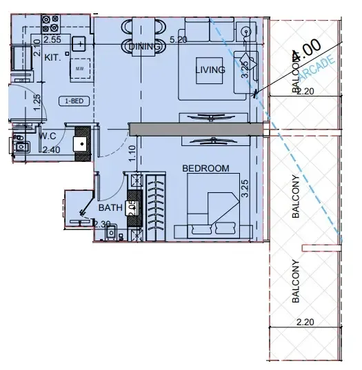 1 BR layout at Binghatti Cullinan