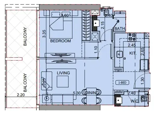 1 BR layout at Binghatti Cullinan