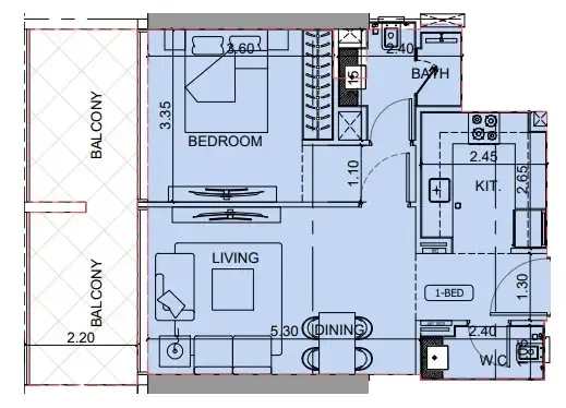 1 BR layout at Binghatti Cullinan