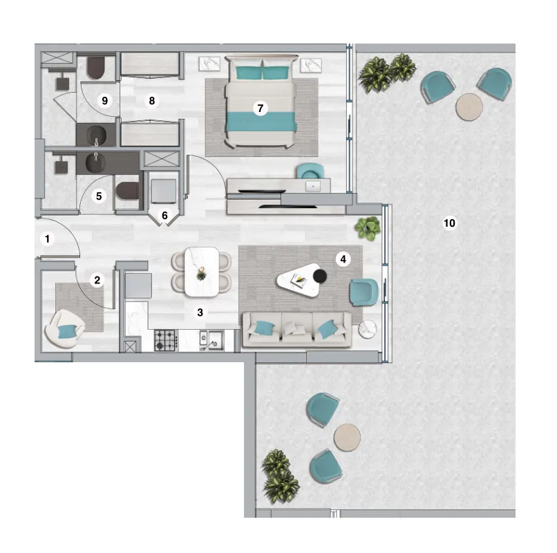 1 BR layout at Flora Bay Residences