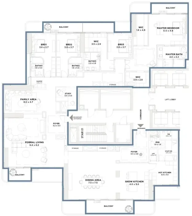 4 BR layout at Serenia District West Residence