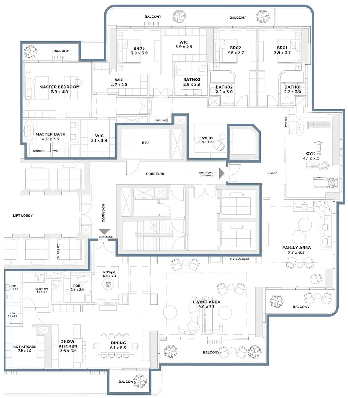 4 BR layout at Serenia District West Residence