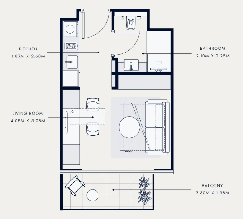 0 BR layout at Azizi Venice 