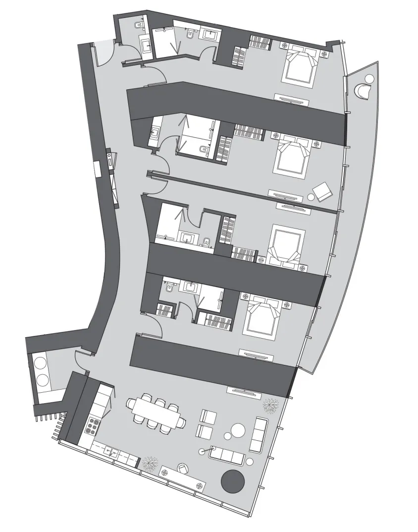 4 BR layout at Six Senses Residence
