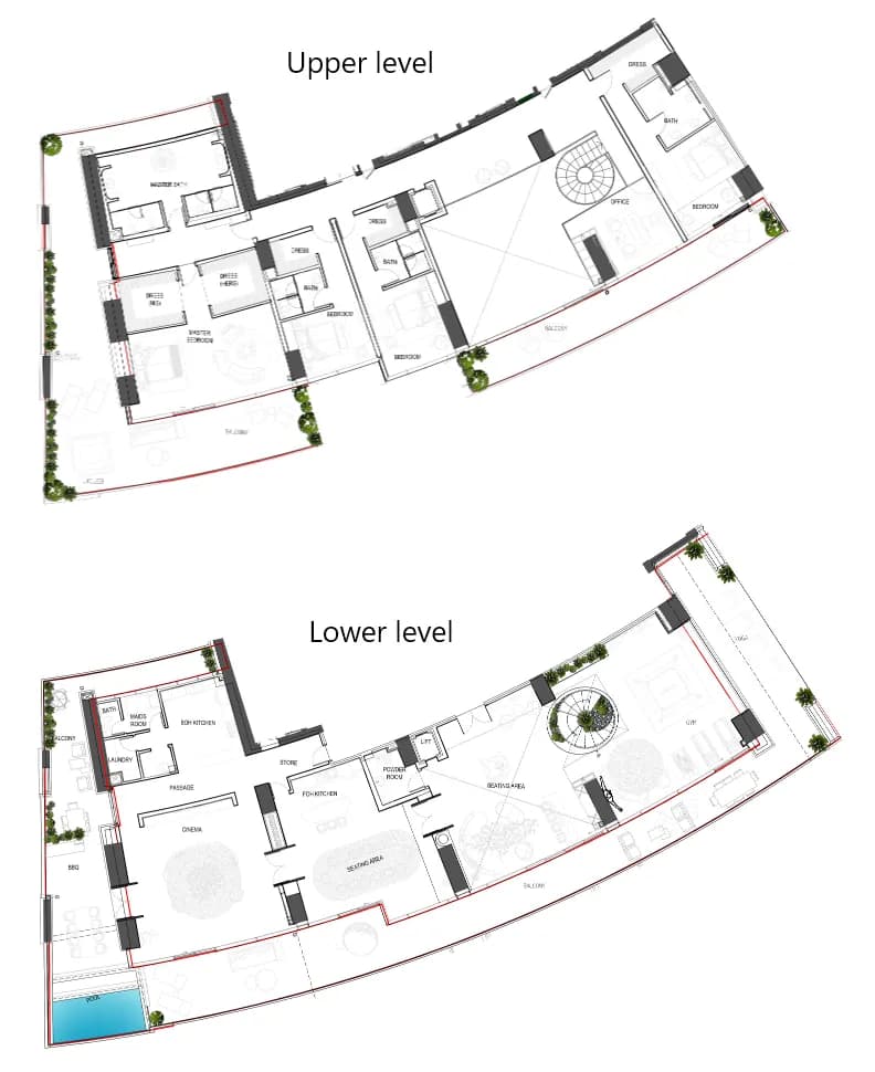 Cavalli Tower 4 BR floor plan - Dubai Media City, Dubai - by DAMAC