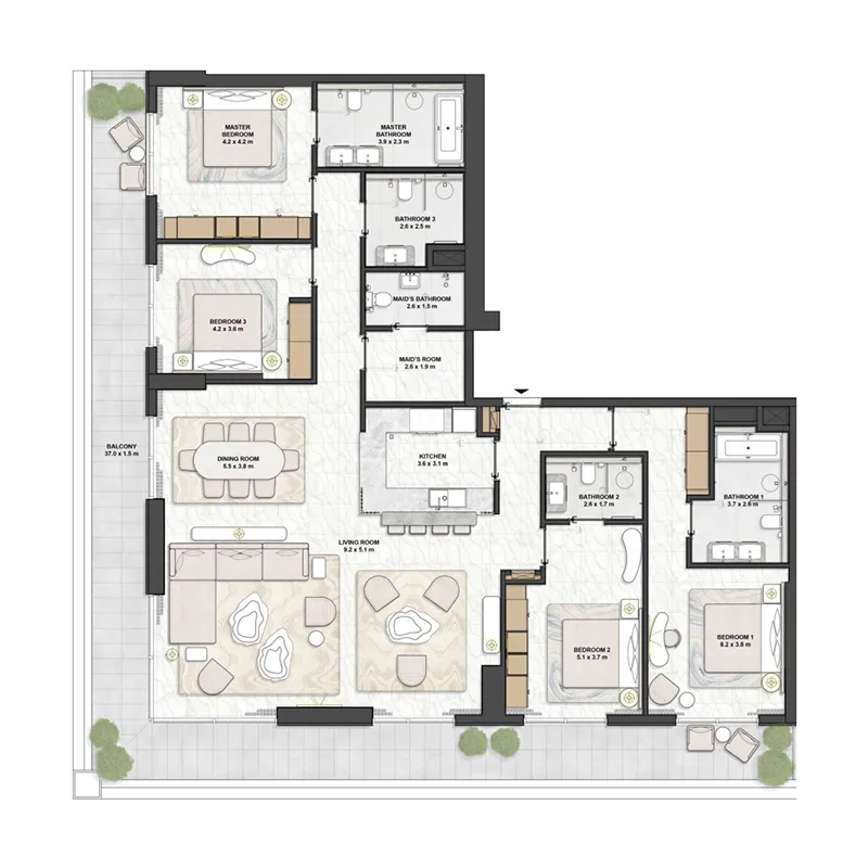 4 BR layout at Saria