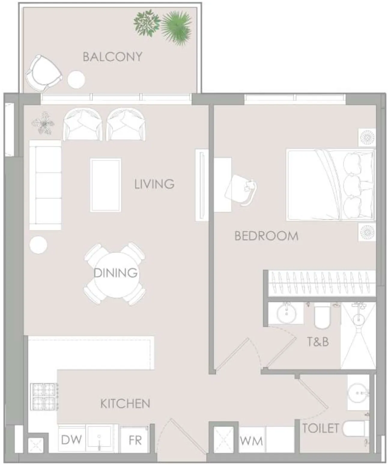 1 BR layout at IR1DIAN Park