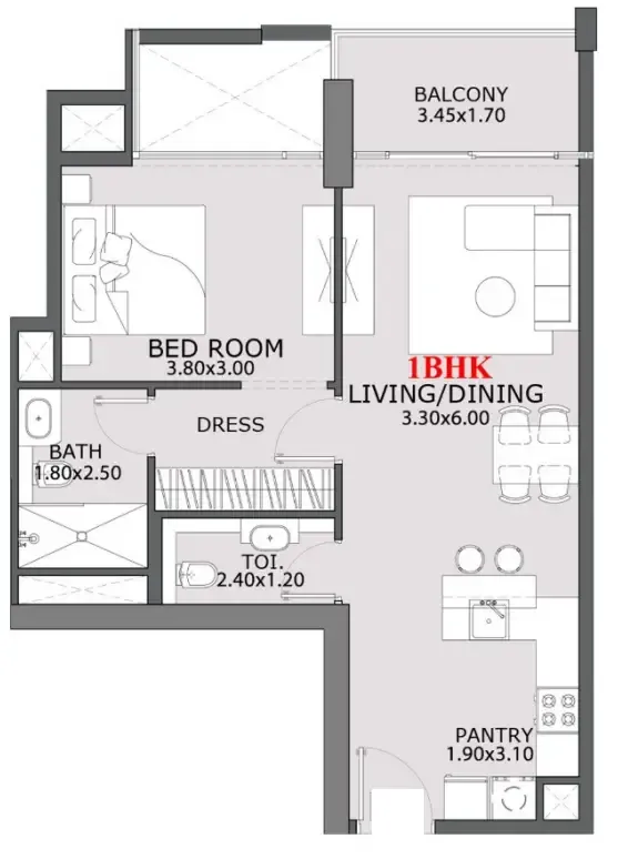 1 BR layout at Provenza Residences