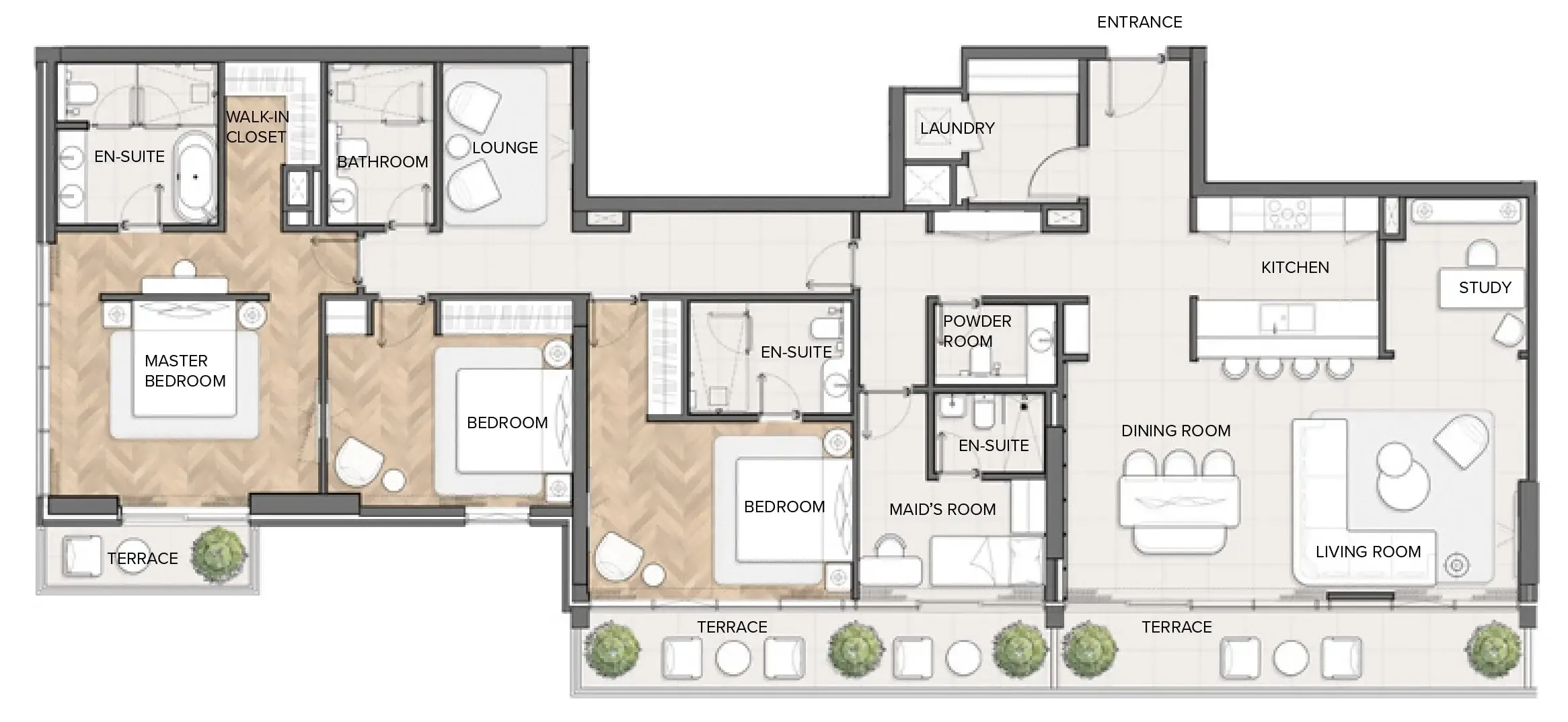 3 BR layout at Residences Du Port Autograph Collection