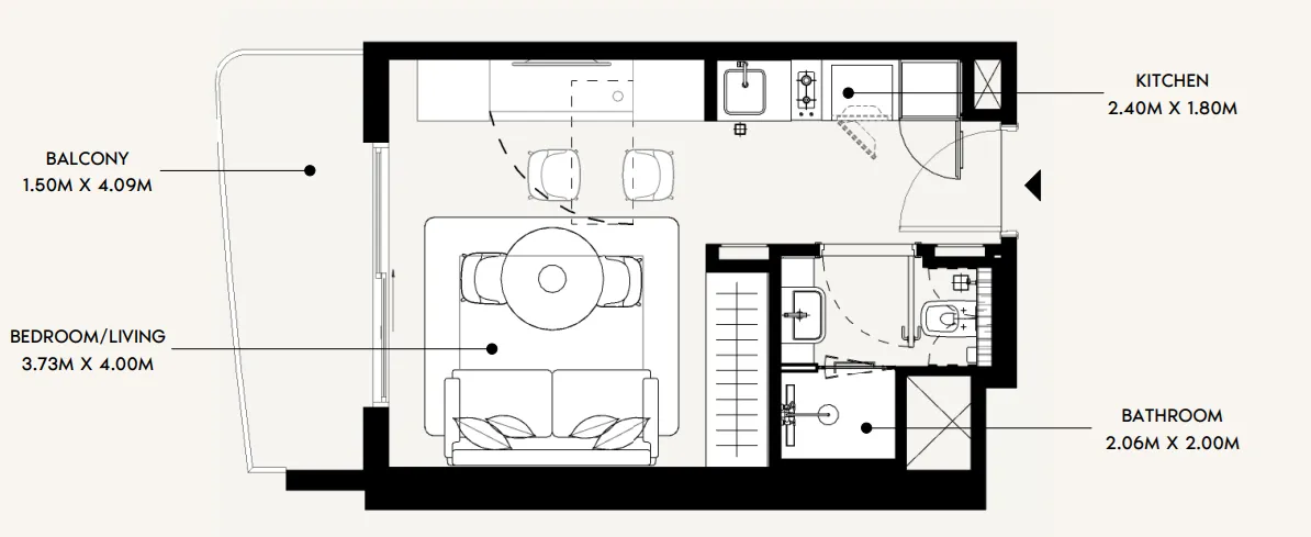 0 BR layout at Azizi David