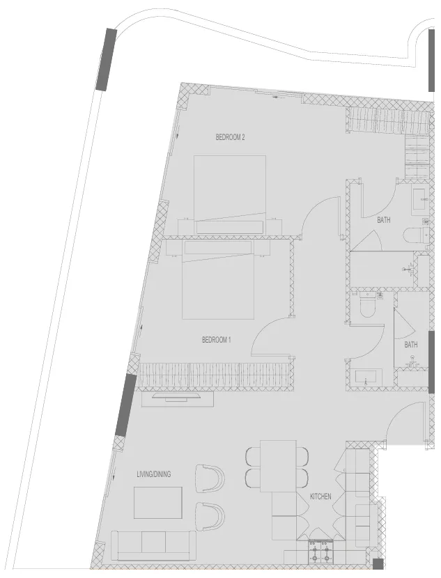 2 BR layout at Hadley Heights 2