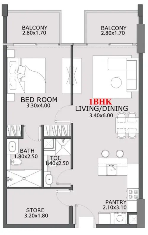 1 BR layout at Provenza Residences