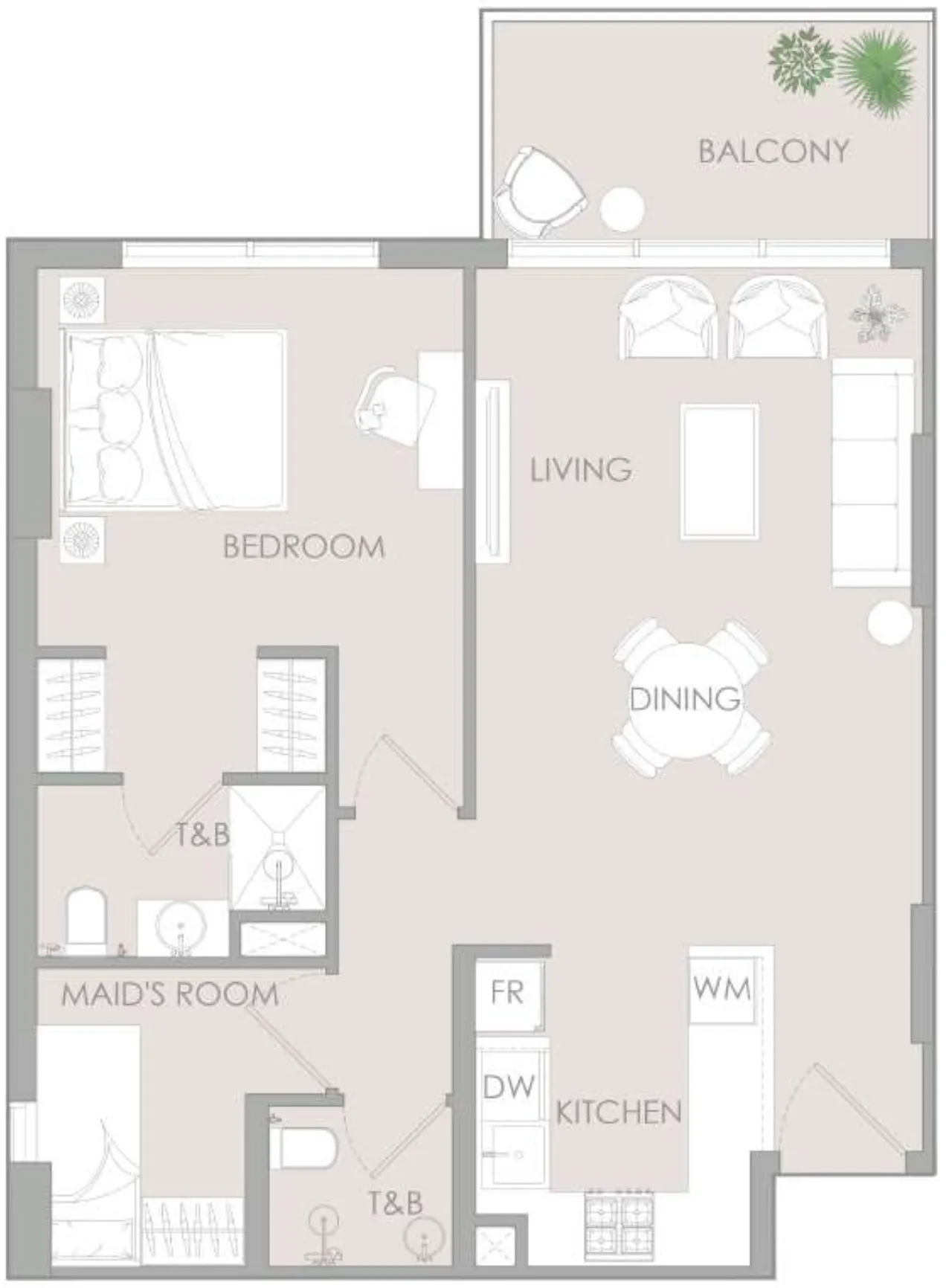 1 BR layout at IR1DIAN Park