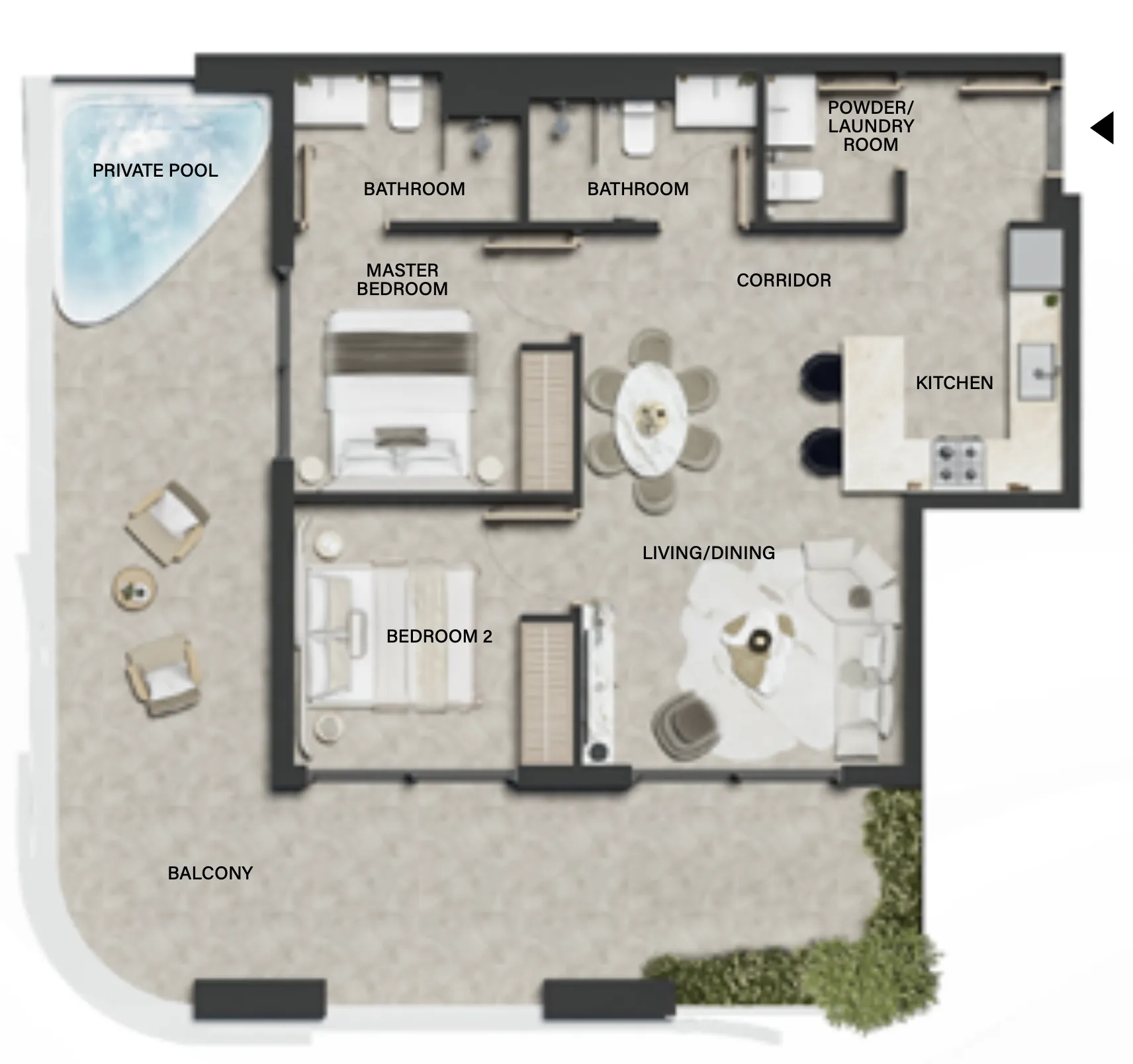 2 BR layout at Weybridge Gardens 4