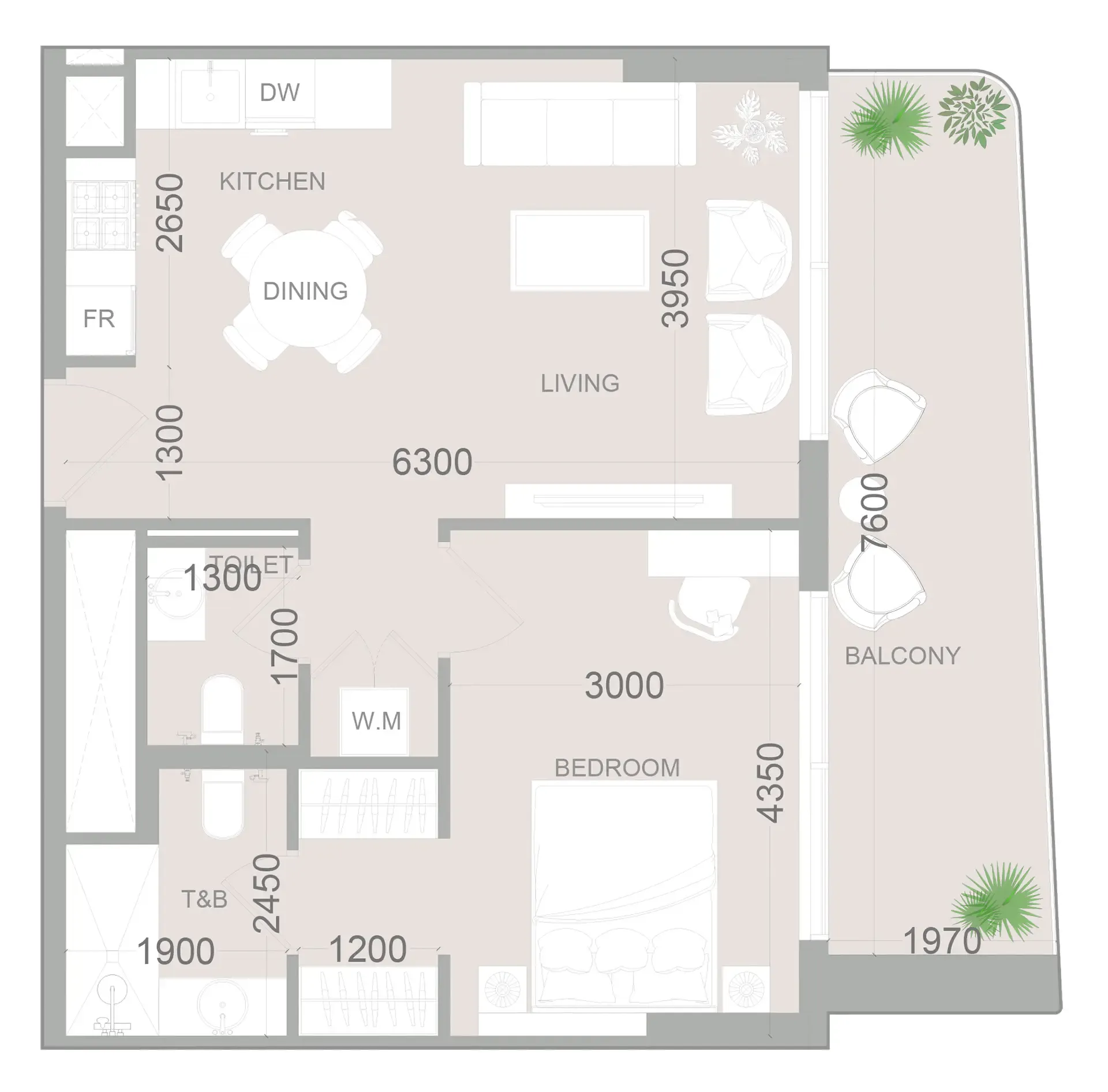 1 BR layout at ELAR1S Sky