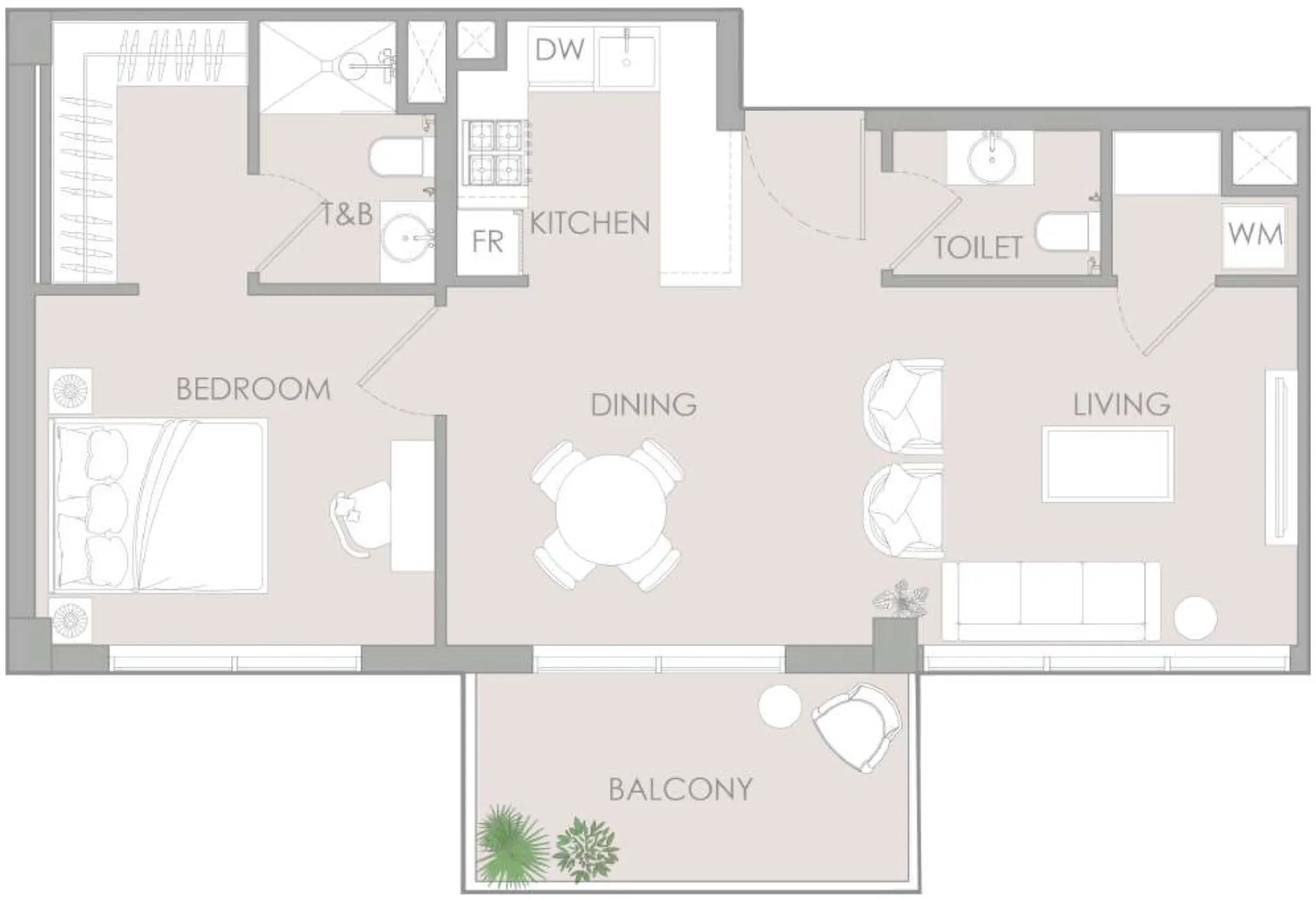 1 BR layout at IR1DIAN Park