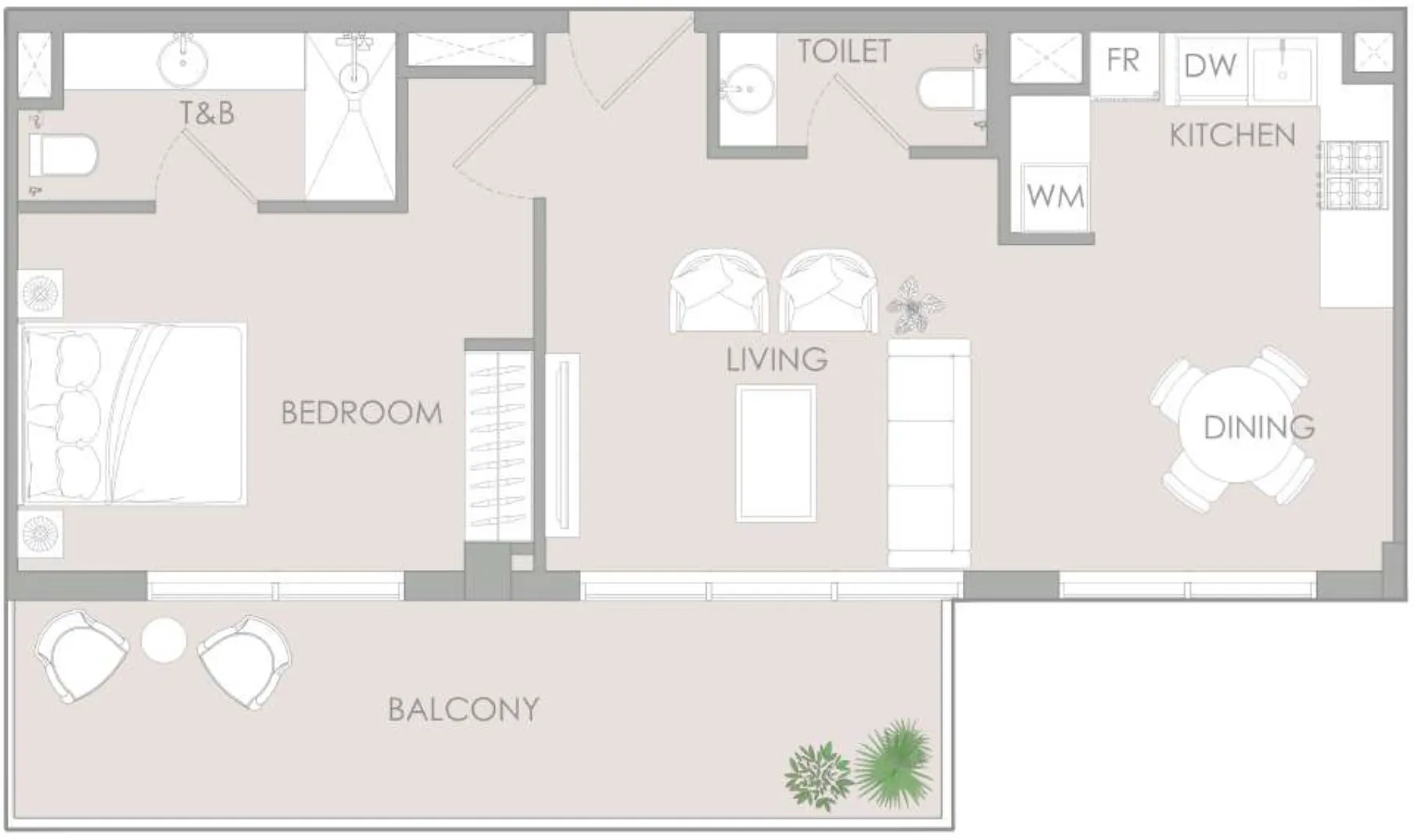 1 BR layout at IR1DIAN Park