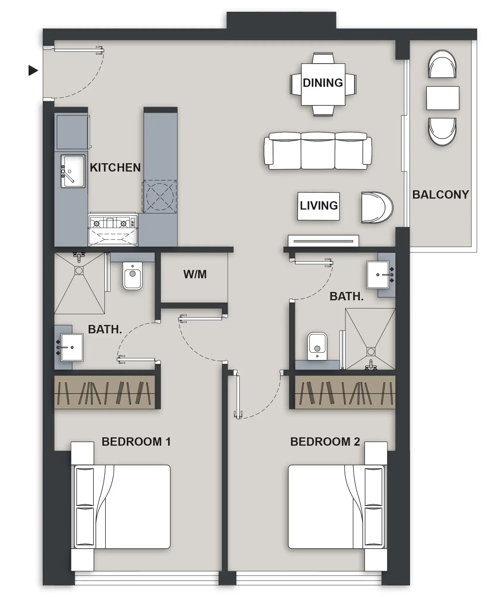 1 BR layout at Maison Elysee III