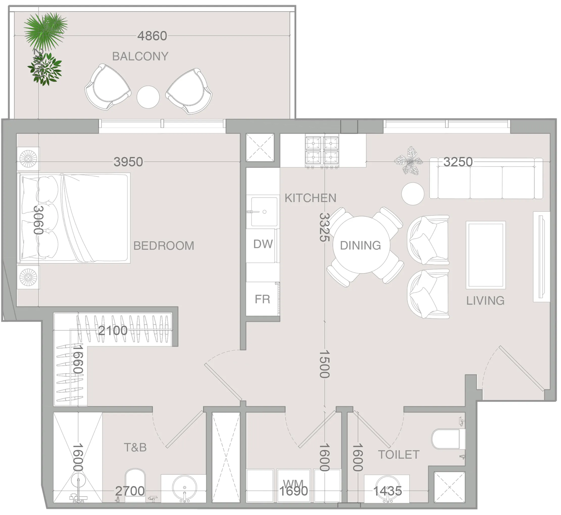 1 BR layout at IR1DIAN Park 2