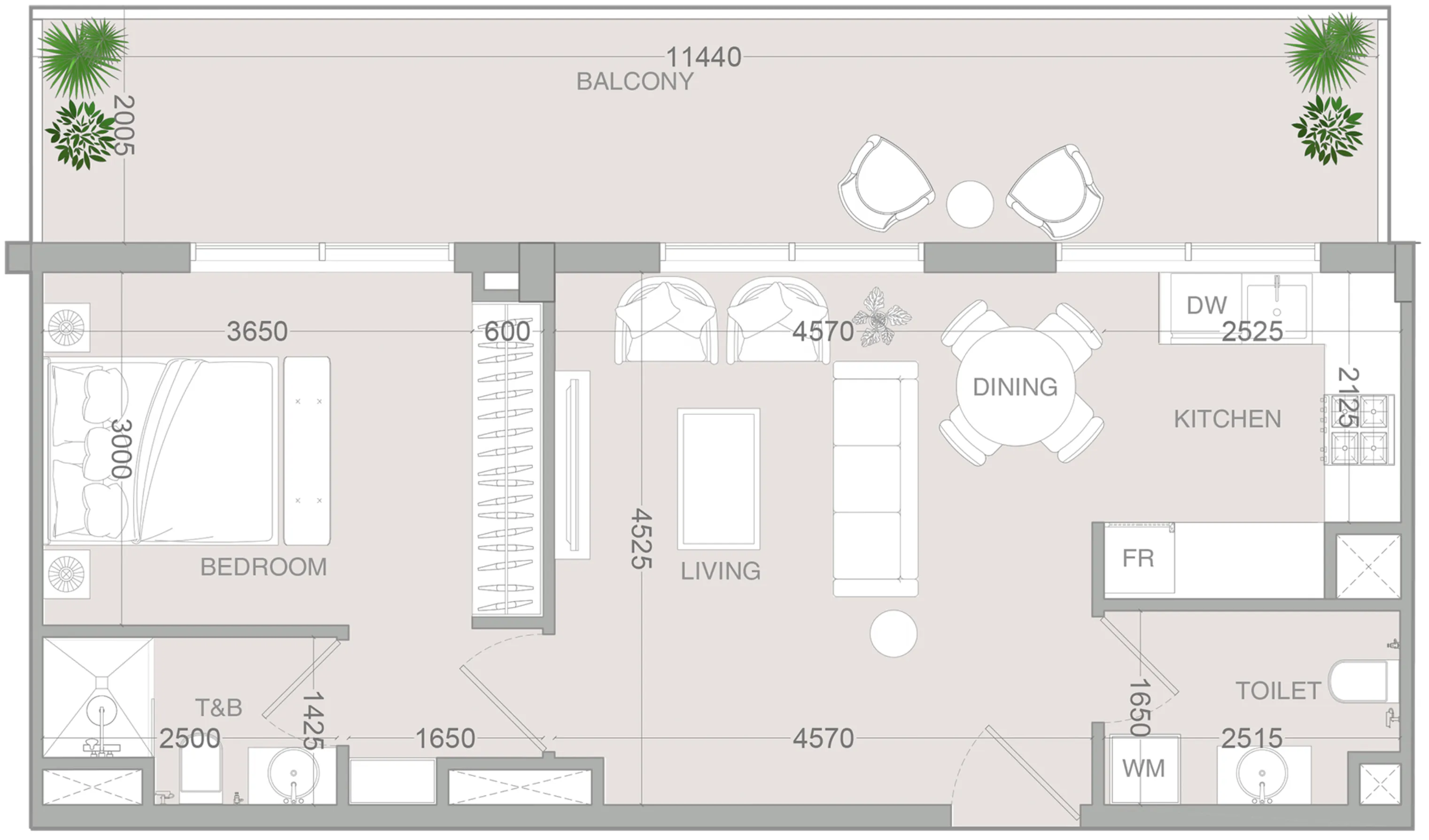 1 BR layout at IR1DIAN Park 2