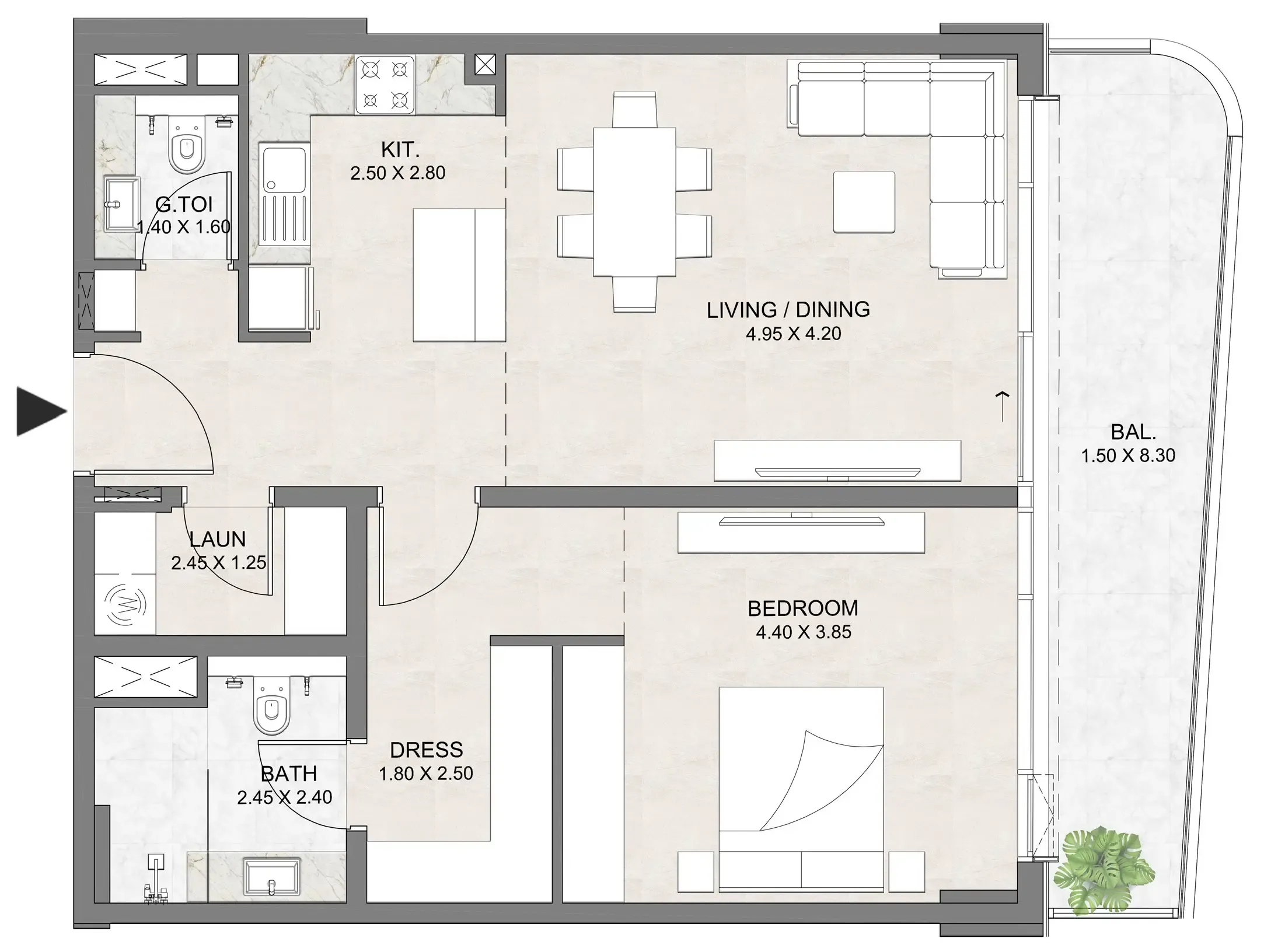 1 BR layout at Luzora Residence