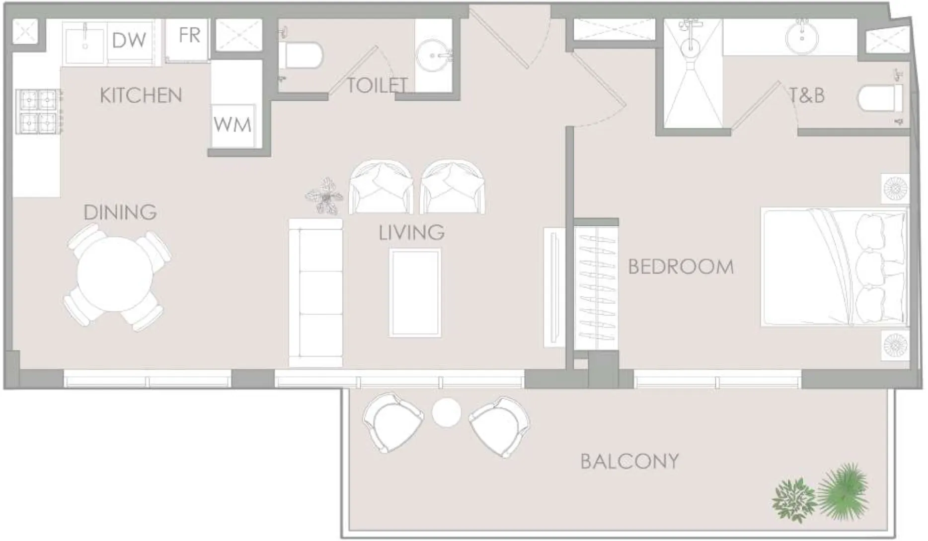 1 BR layout at IR1DIAN Park