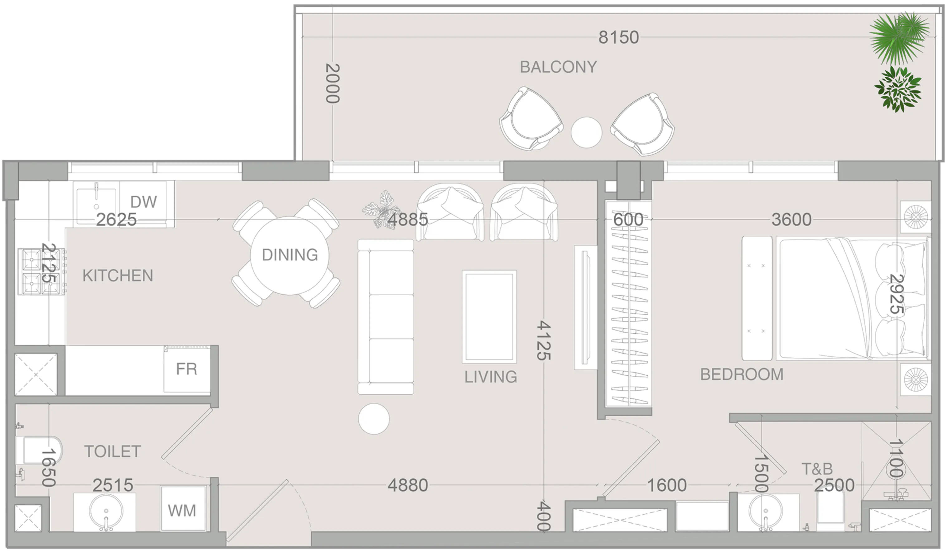1 BR layout at IR1DIAN Park 2
