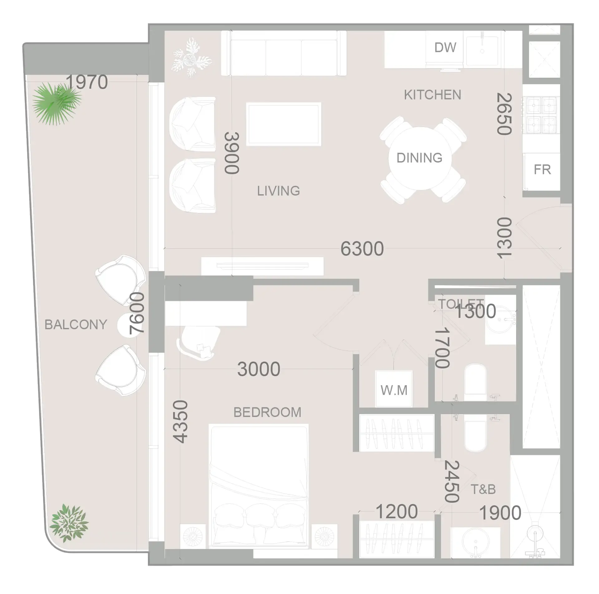1 BR layout at ELAR1S Sky