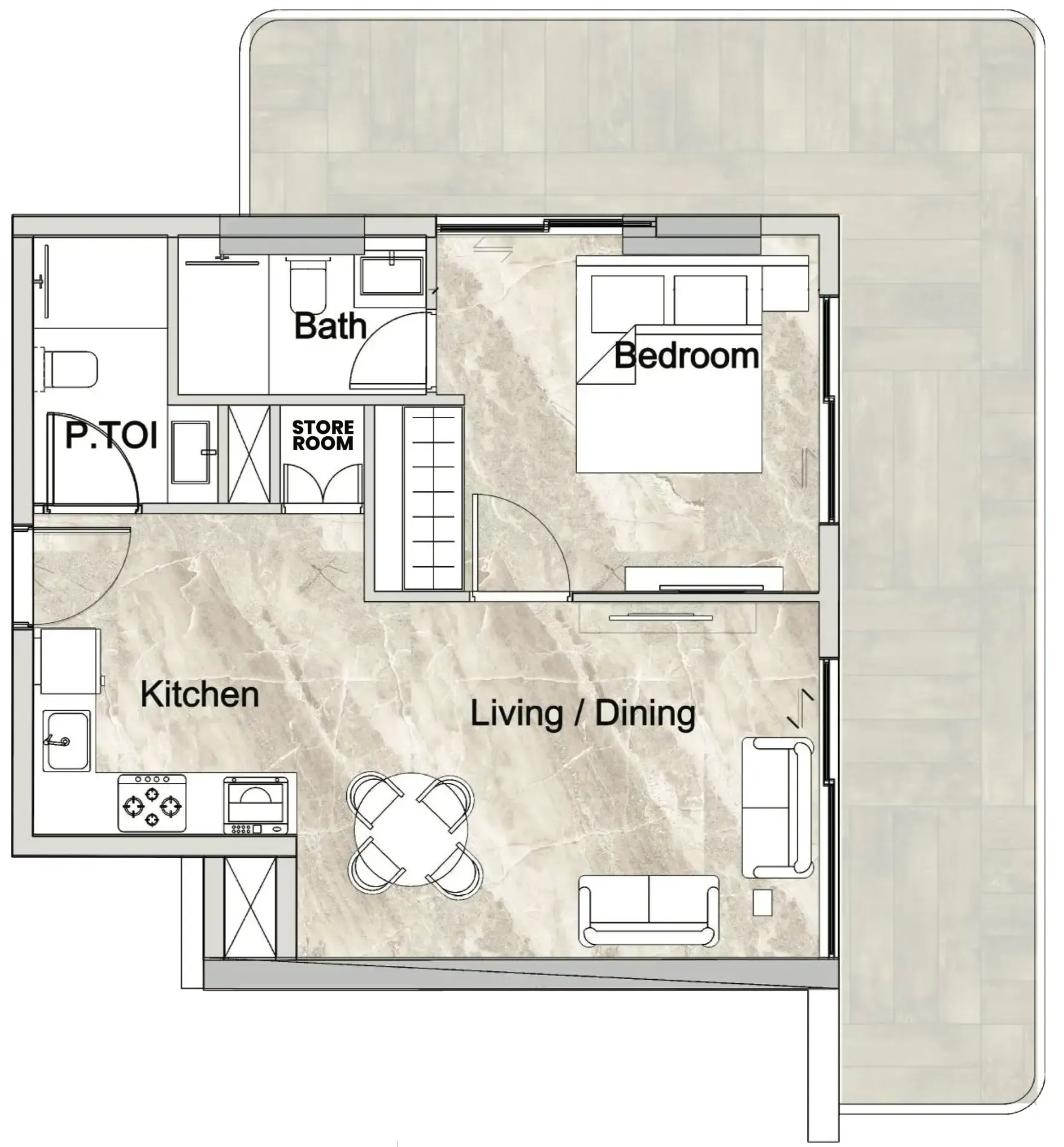 1 BR layout at Zyra Vista Residence