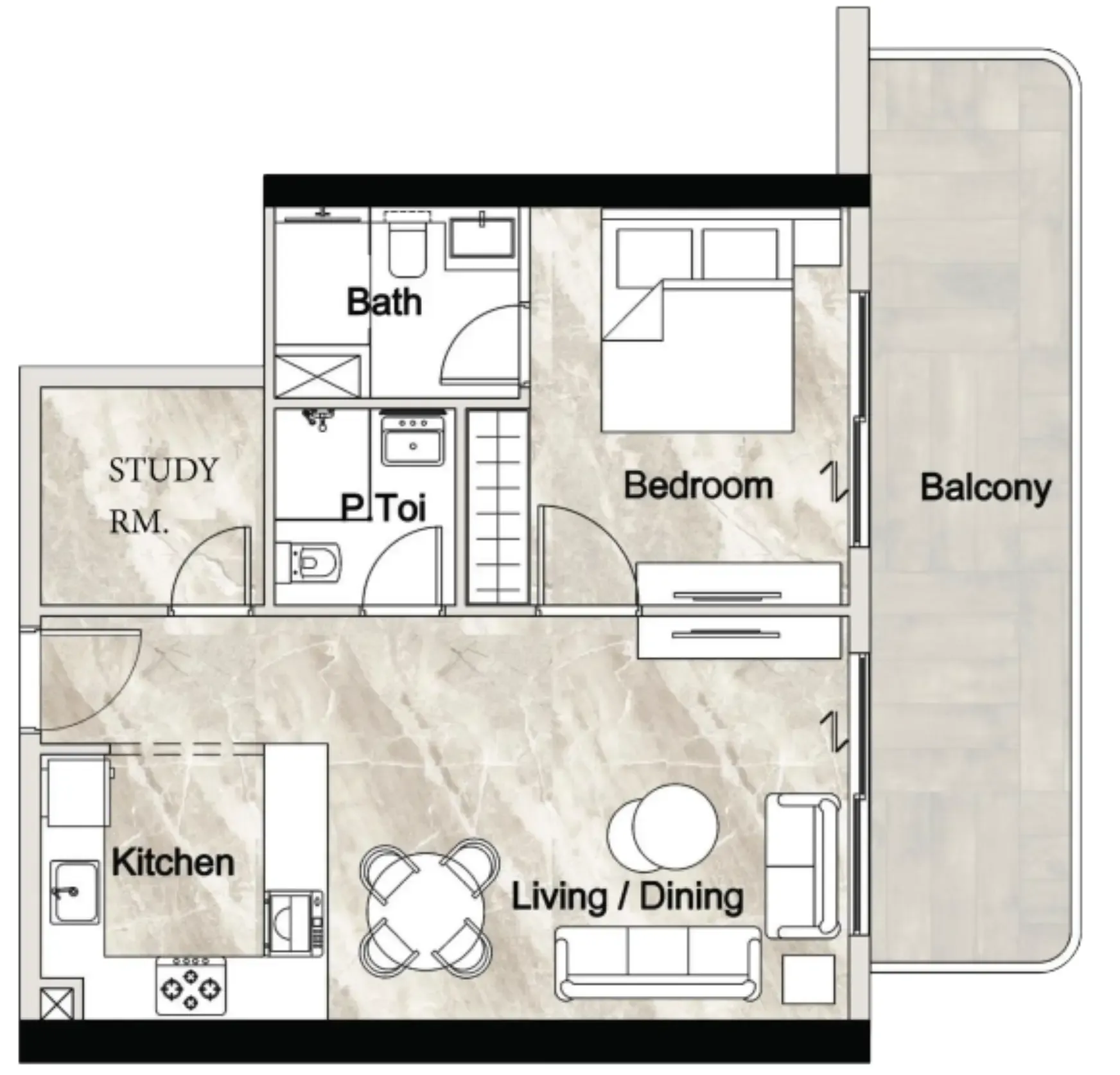 1 BR layout at Zyra Vista Residence