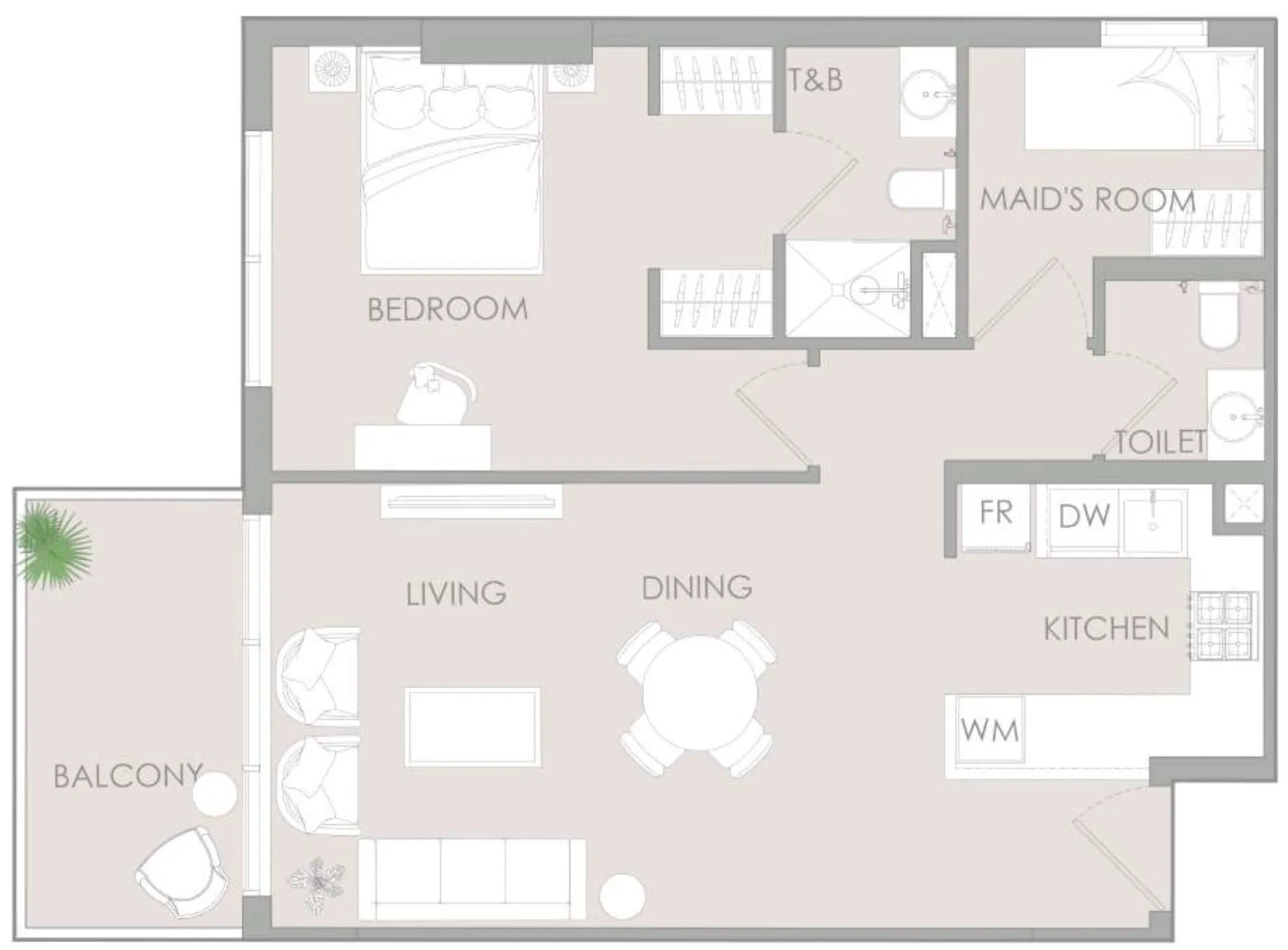 1 BR layout at IR1DIAN Park
