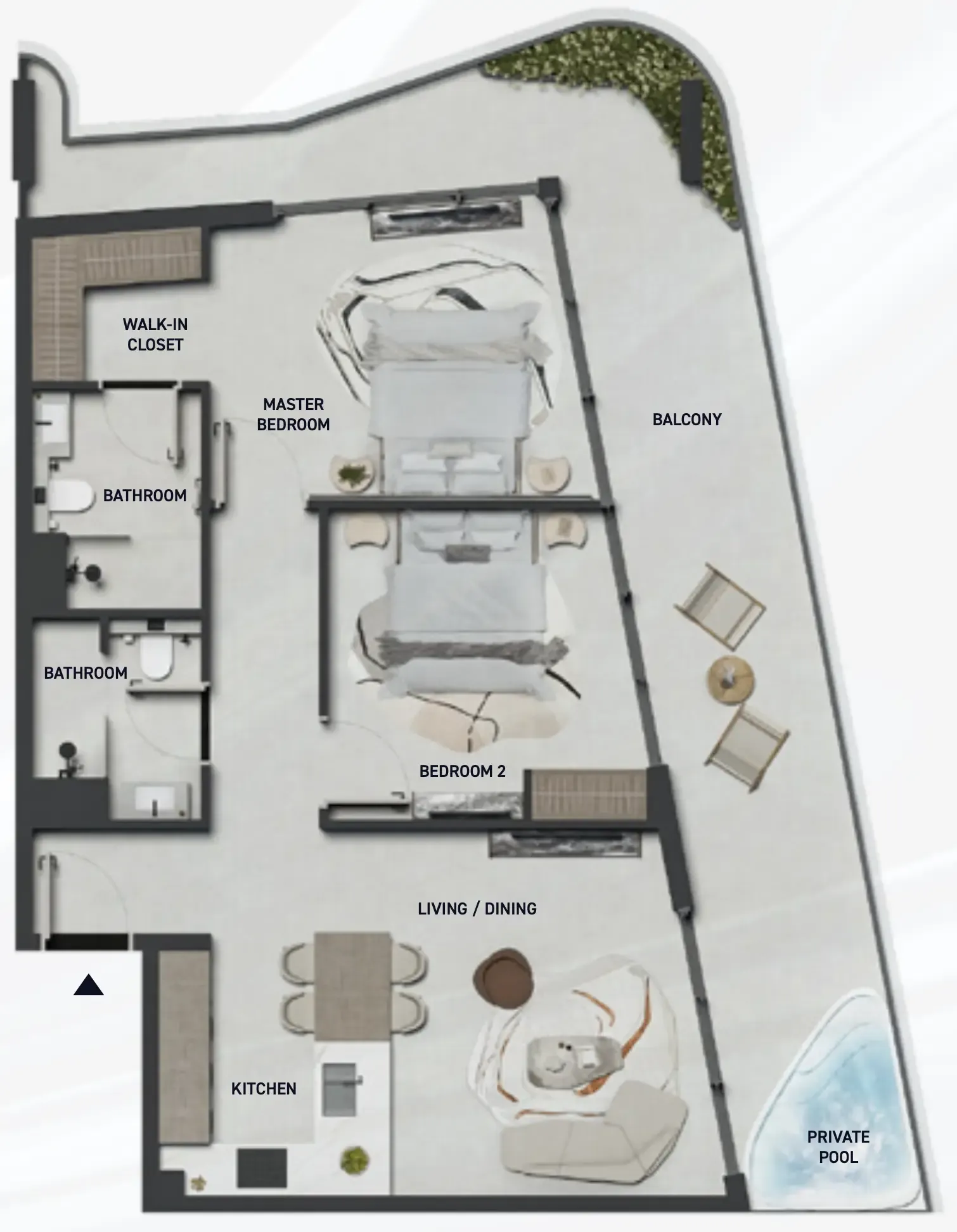 2 BR layout at Hadley Heights 2