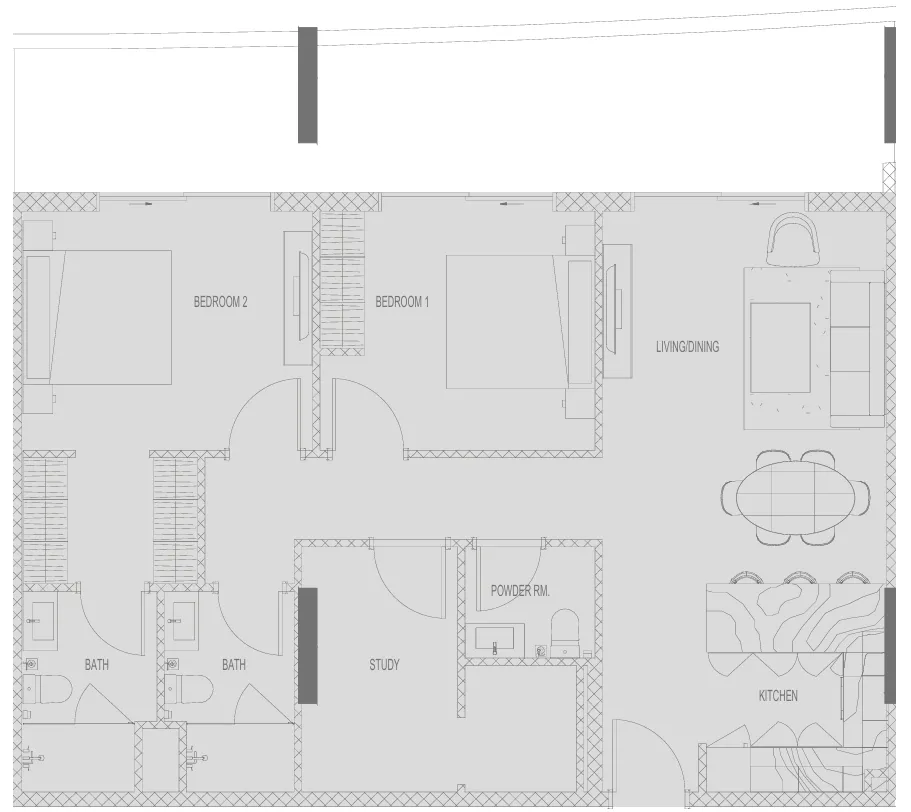 2 BR layout at Hadley Heights 2