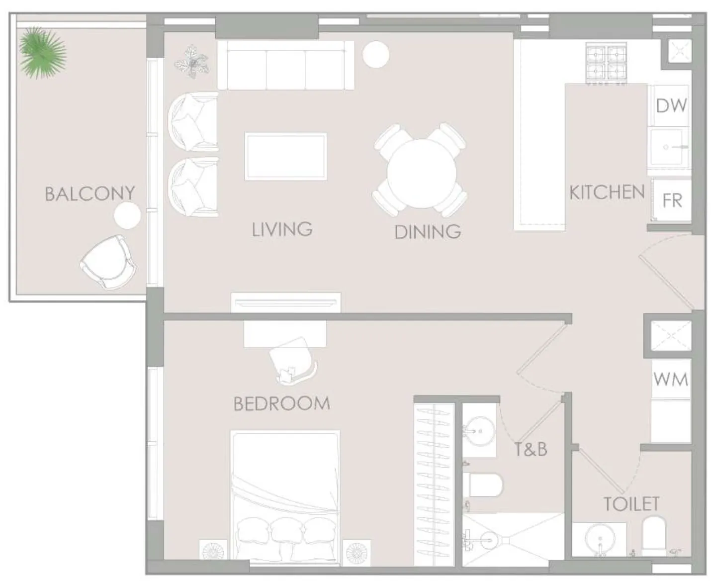 1 BR layout at IR1DIAN Park