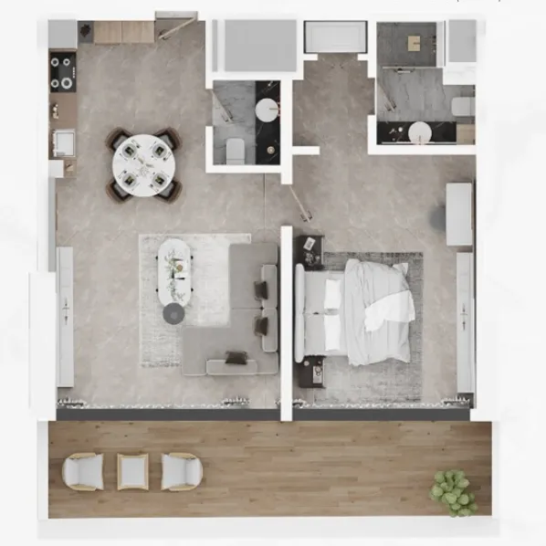 1 BR layout at Electra Acube