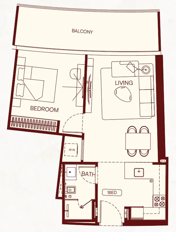 1 BR layout at Binghatti Skyflame