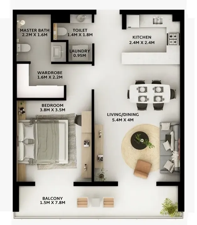 1 BR layout at Viera Residences