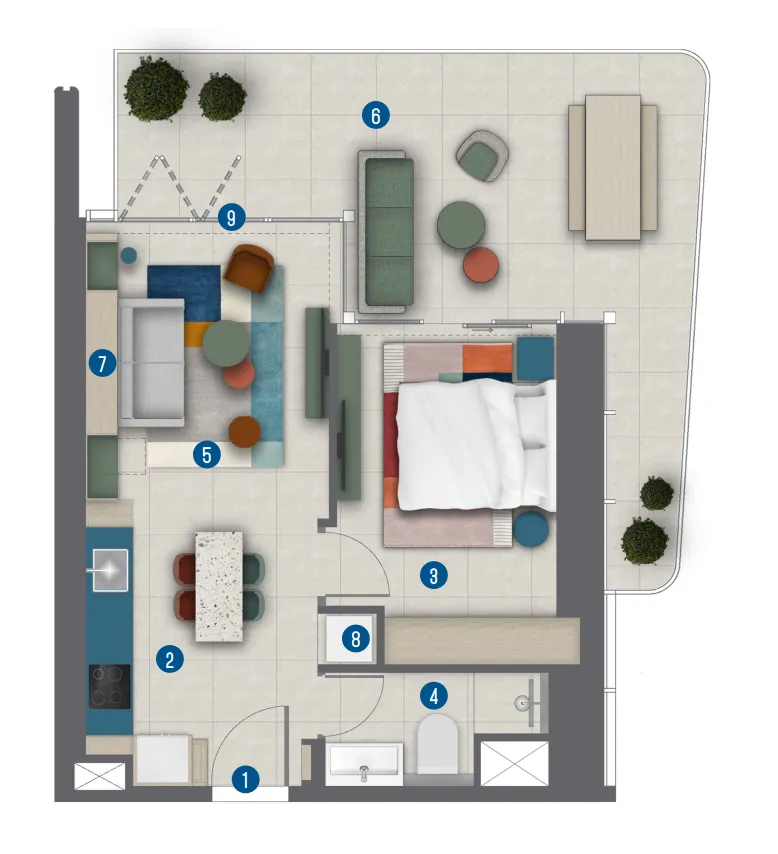 1 BR layout at Rove Home Marasi Drive