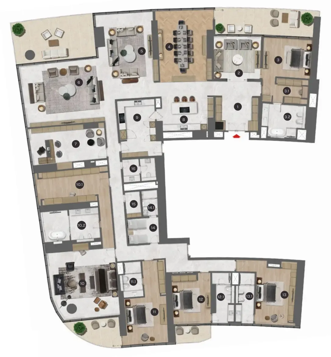 Sobha Seahaven 5 BR floor plan - Dubai Harbour, Dubai - by Sobha