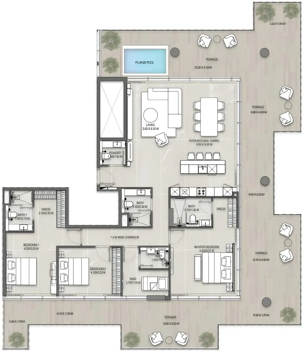 3 BR layout at Allegro Park