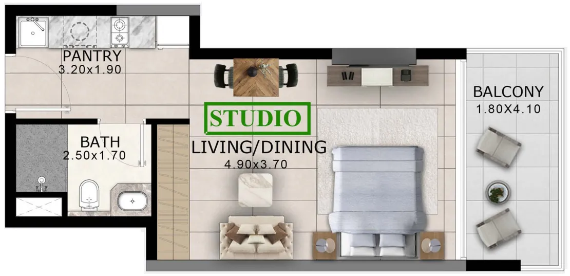 0 BR layout at Arlington Park