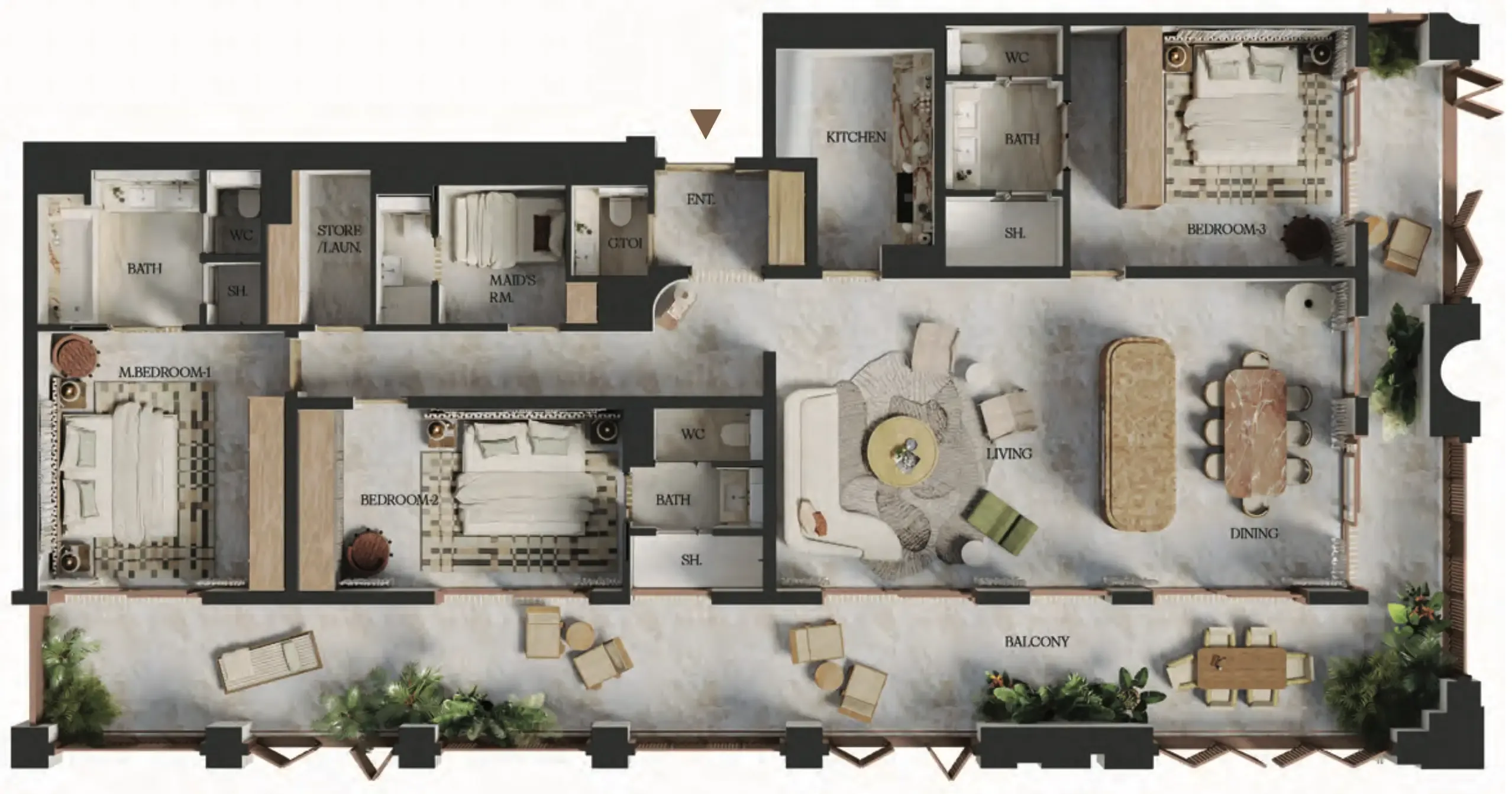 3 BR layout at Elire Managed by LUX