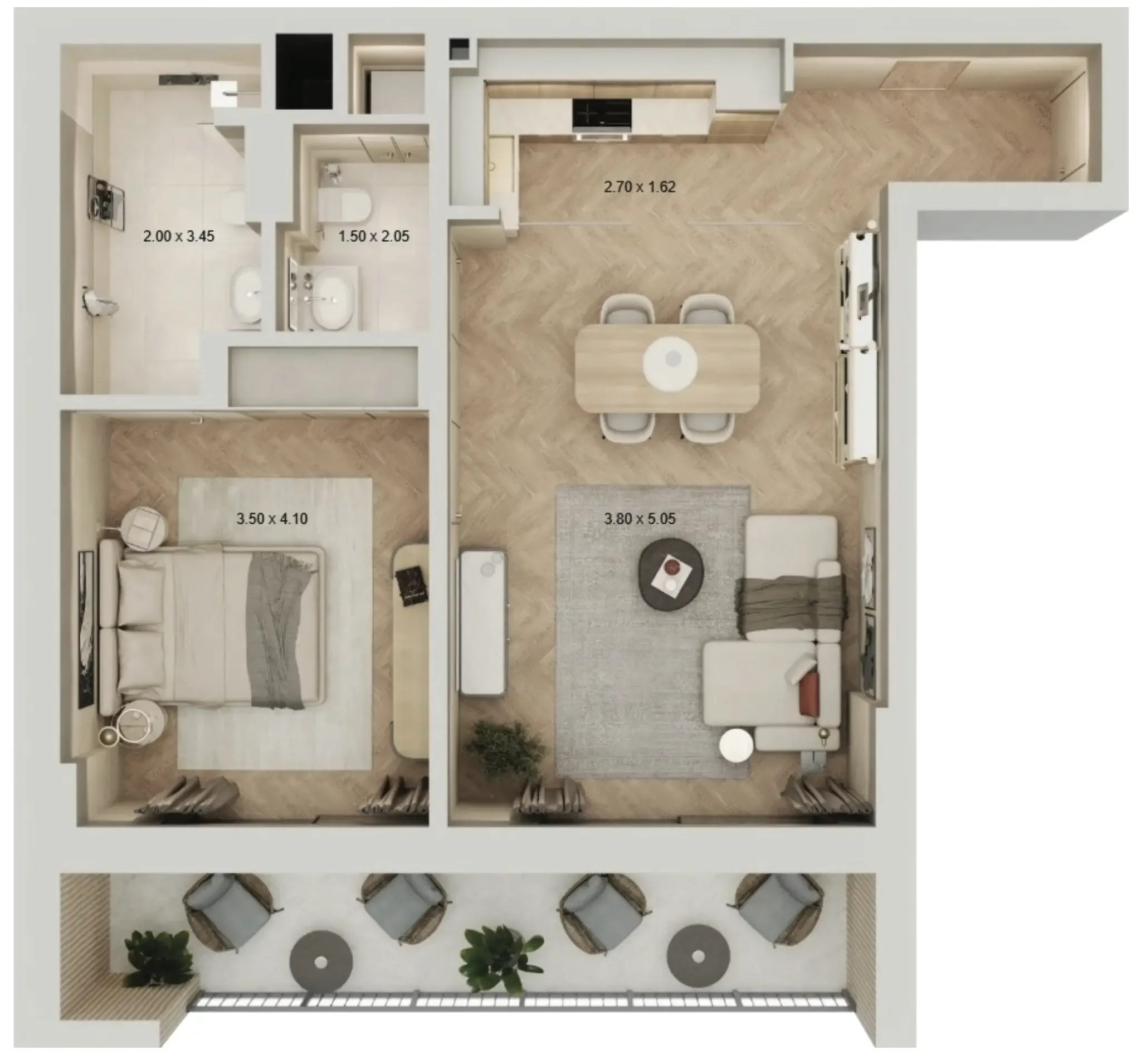1 BR layout at Arisha Terraces