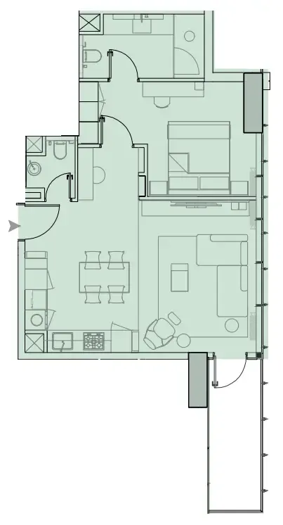 1 BR layout at Wynwood Horizon