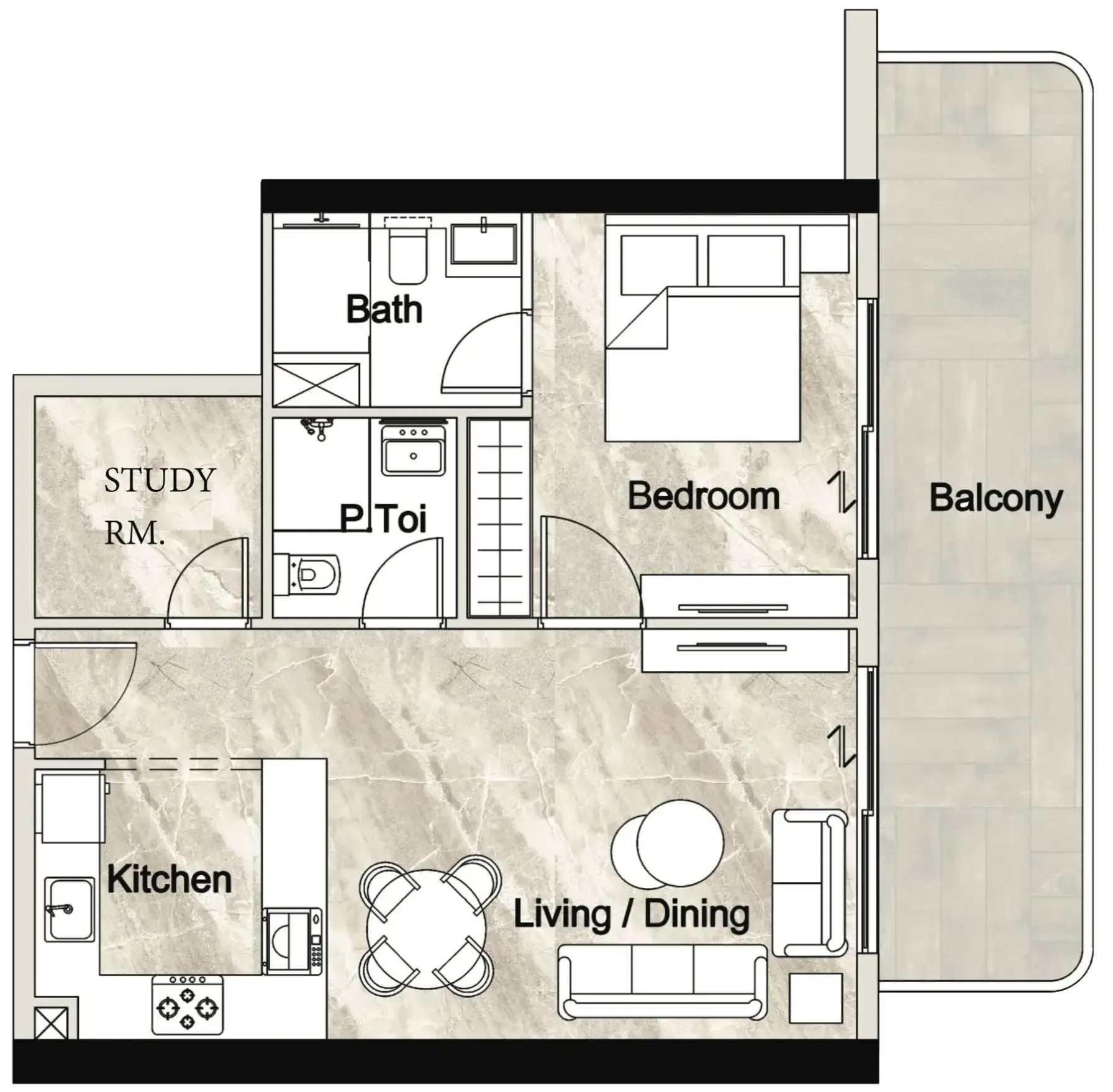 1 BR layout at Zyra Vista Residence