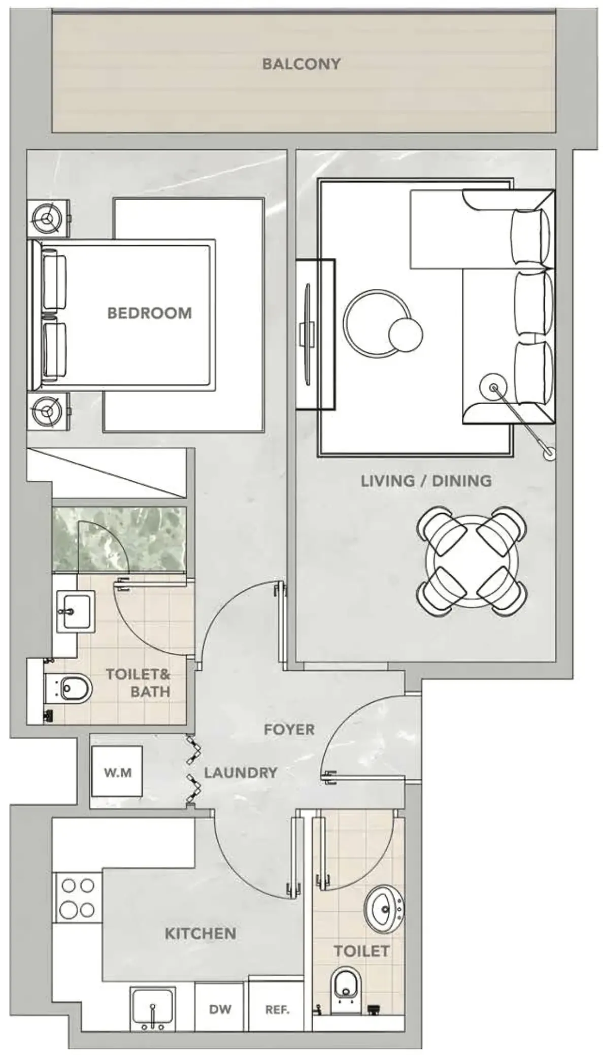 1 BR layout at Amazonia Residence