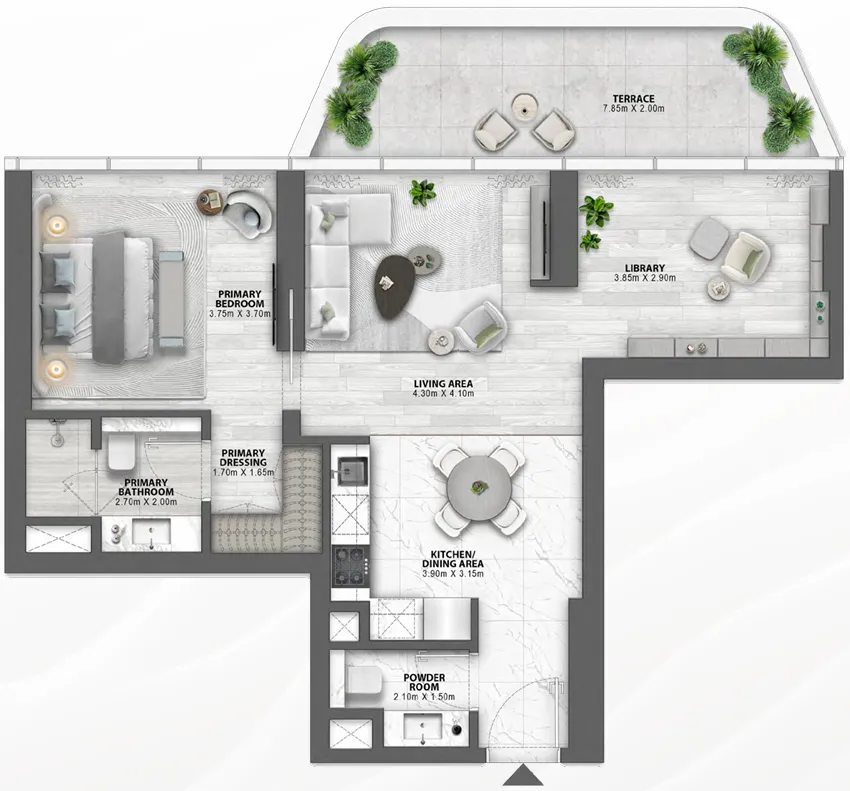1 BR layout at Passo by Beyond