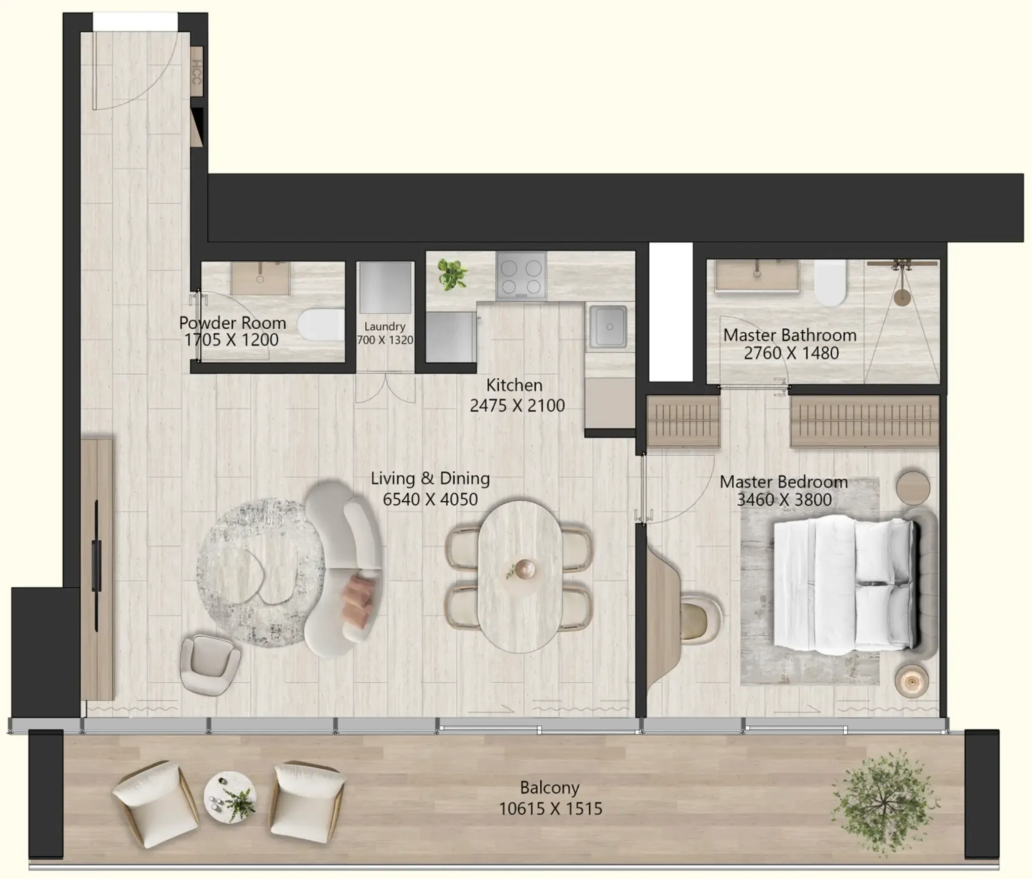 1 BR layout at Il Vento